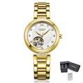 MEGIR Luxury Stainless Steel Gold Women Bracelet Watch Large Dial Automatic Mechanical Wrist Watches Ladies Business Watch Clock 62060