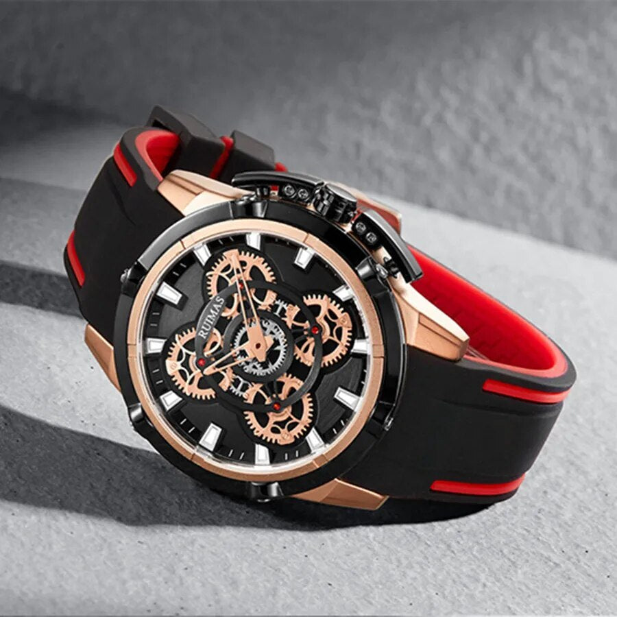 RUIMAS Top Brand Mens Watches Luxury Silicone Large Dial Sports Quartz Wristwatch Waterproof Date Clock Casual Relogio Masculino 547