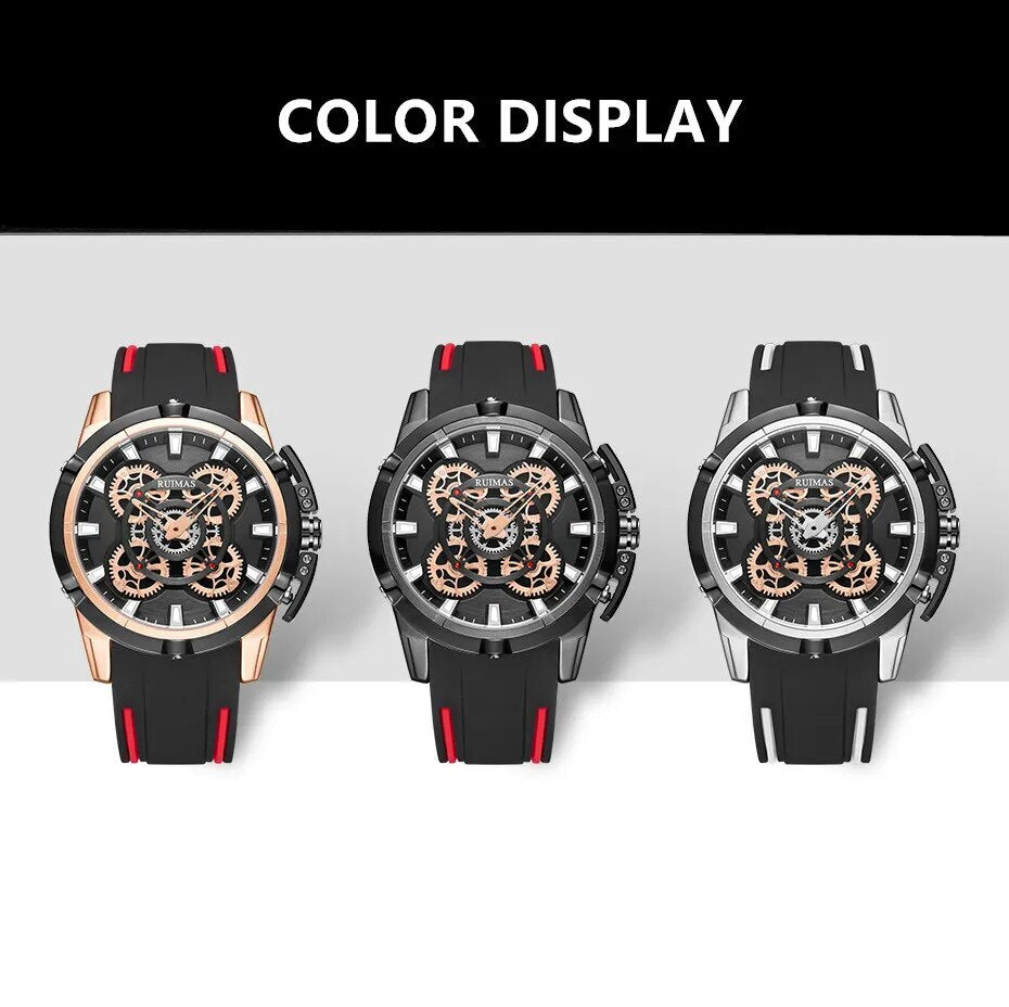 RUIMAS Top Brand Mens Watches Luxury Silicone Large Dial Sports Quartz Wristwatch Waterproof Date Clock Casual Relogio Masculino 547