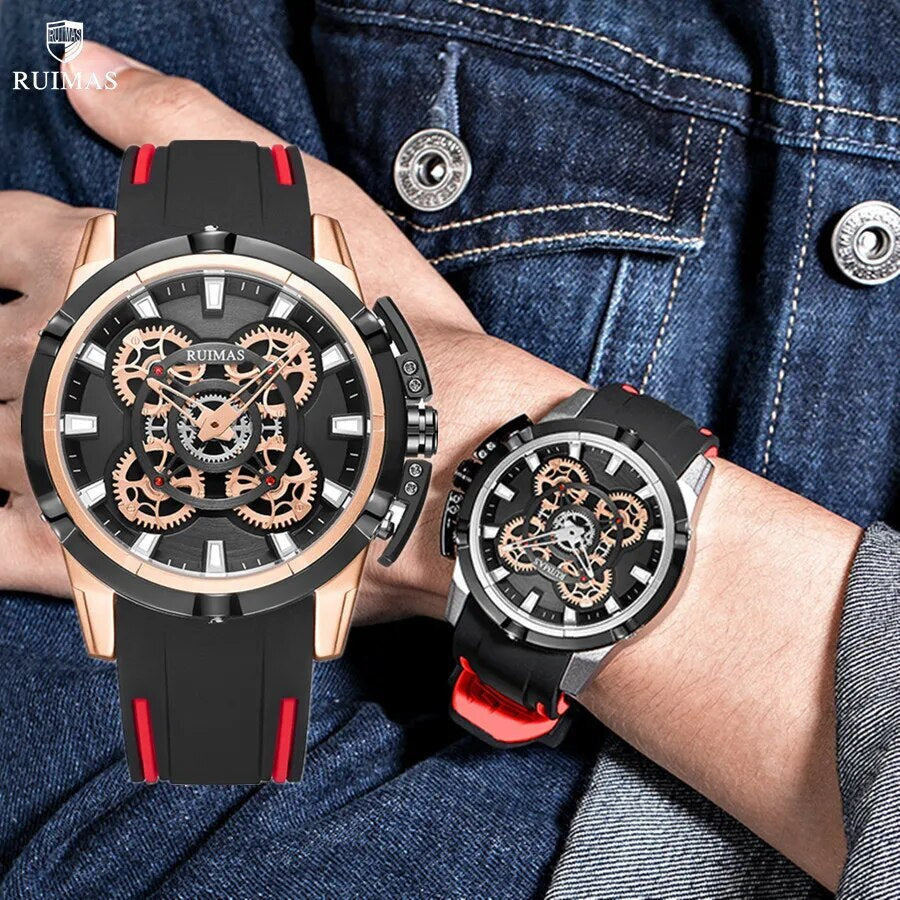 RUIMAS Top Brand Mens Watches Luxury Silicone Large Dial Sports Quartz Wristwatch Waterproof Date Clock Casual Relogio Masculino 547