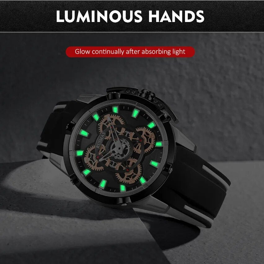 RUIMAS Top Brand Mens Watches Luxury Silicone Large Dial Sports Quartz Wristwatch Waterproof Date Clock Casual Relogio Masculino 547