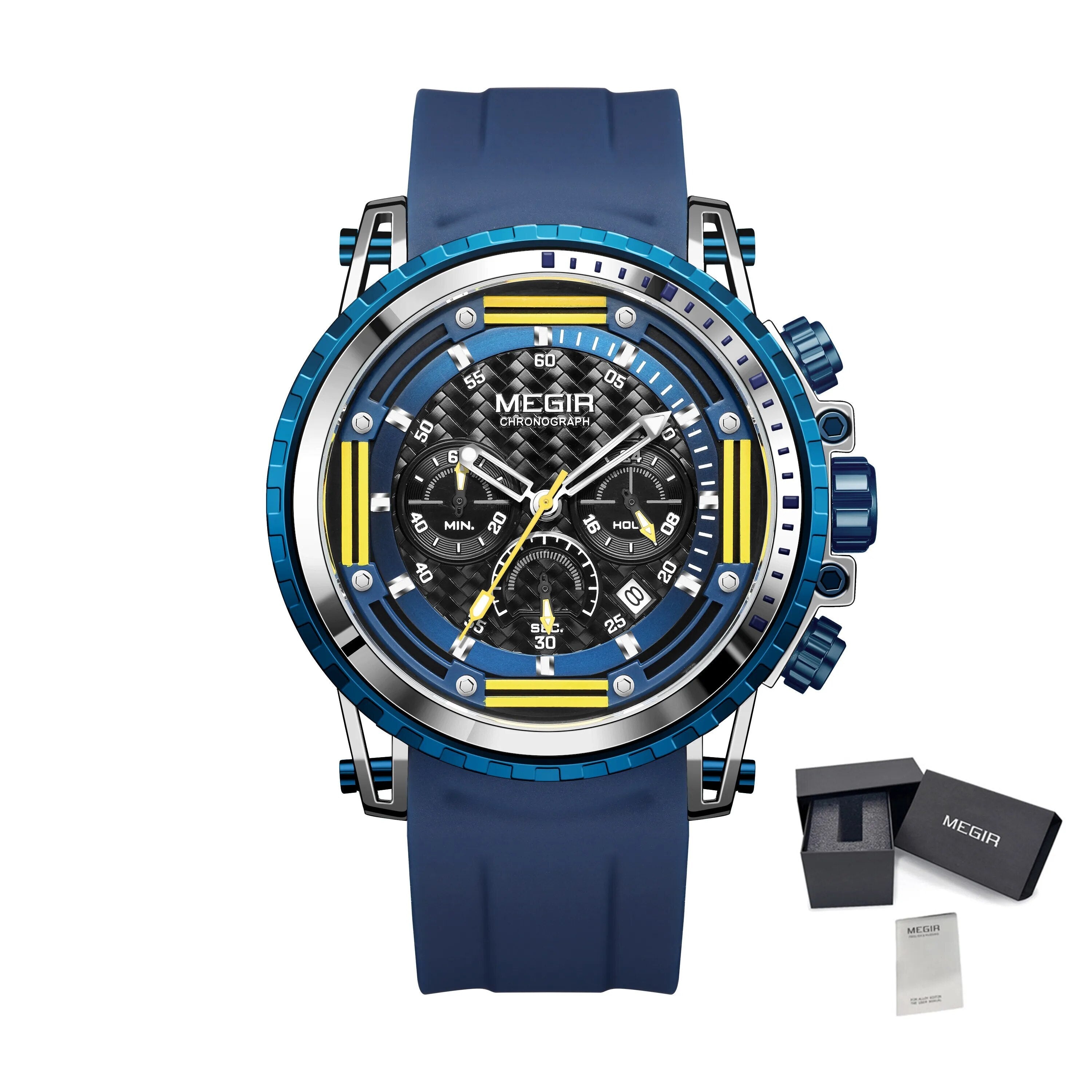 MEGIR Men's Sports Military Watches Fashion Luxury Quartz Wristwatch Silicone Strap Waterproof Chronograph Luminous Male Clock 2143