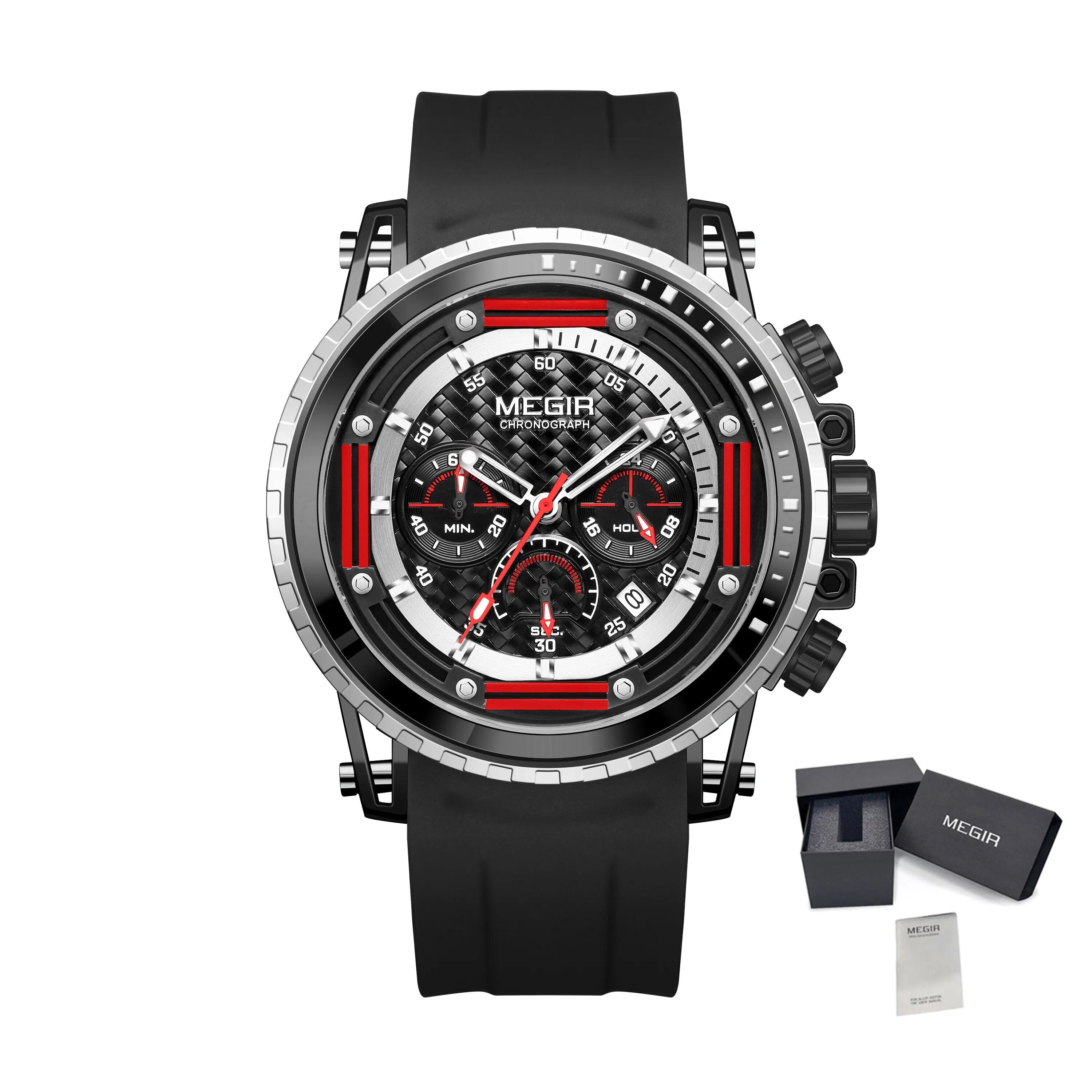 MEGIR Men's Sports Military Watches Fashion Luxury Quartz Wristwatch Silicone Strap Waterproof Chronograph Luminous Male Clock 2143