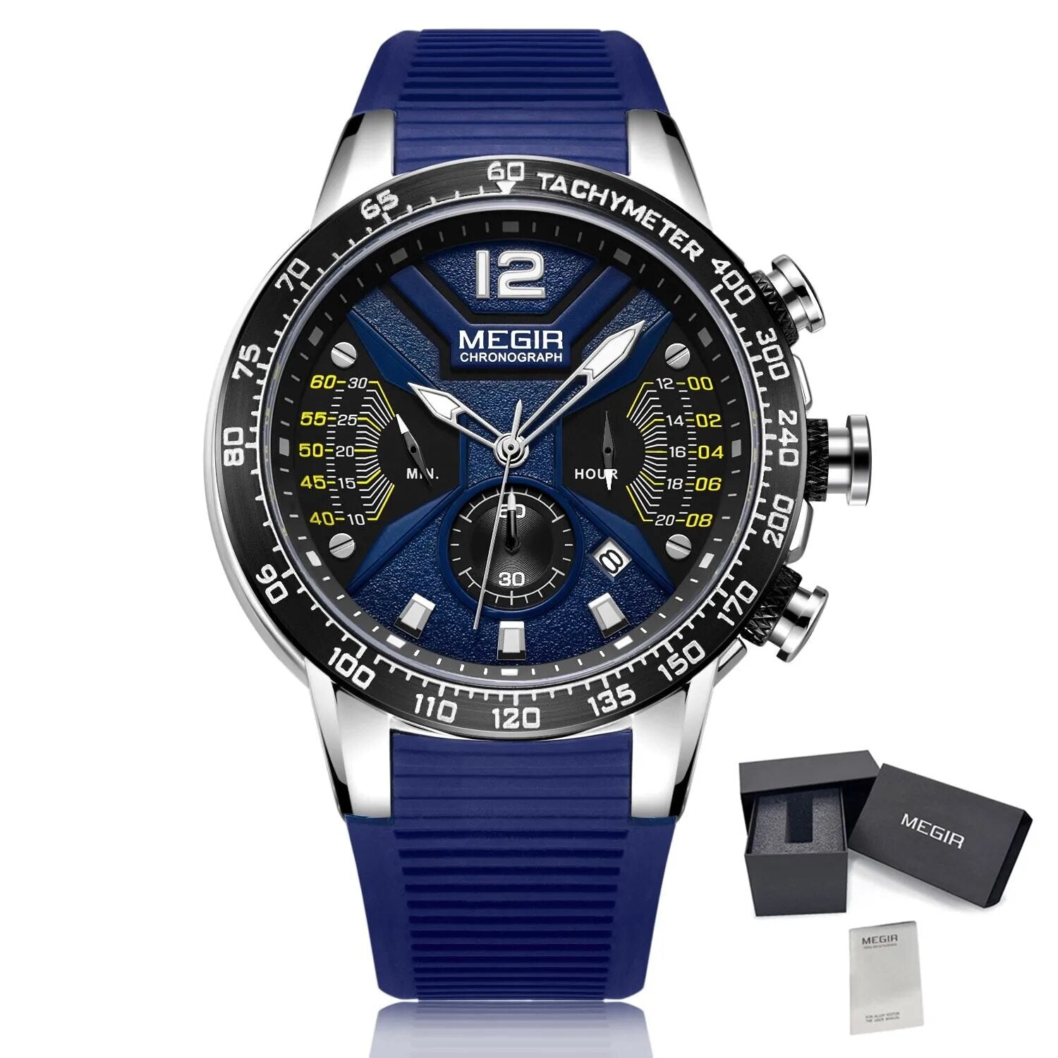 MEGIR Silicone Strap Quartz Military Watches for Men Fashion Sport Wristwatch Clock Big Dial Watch Chronograph Montre Homme 2106