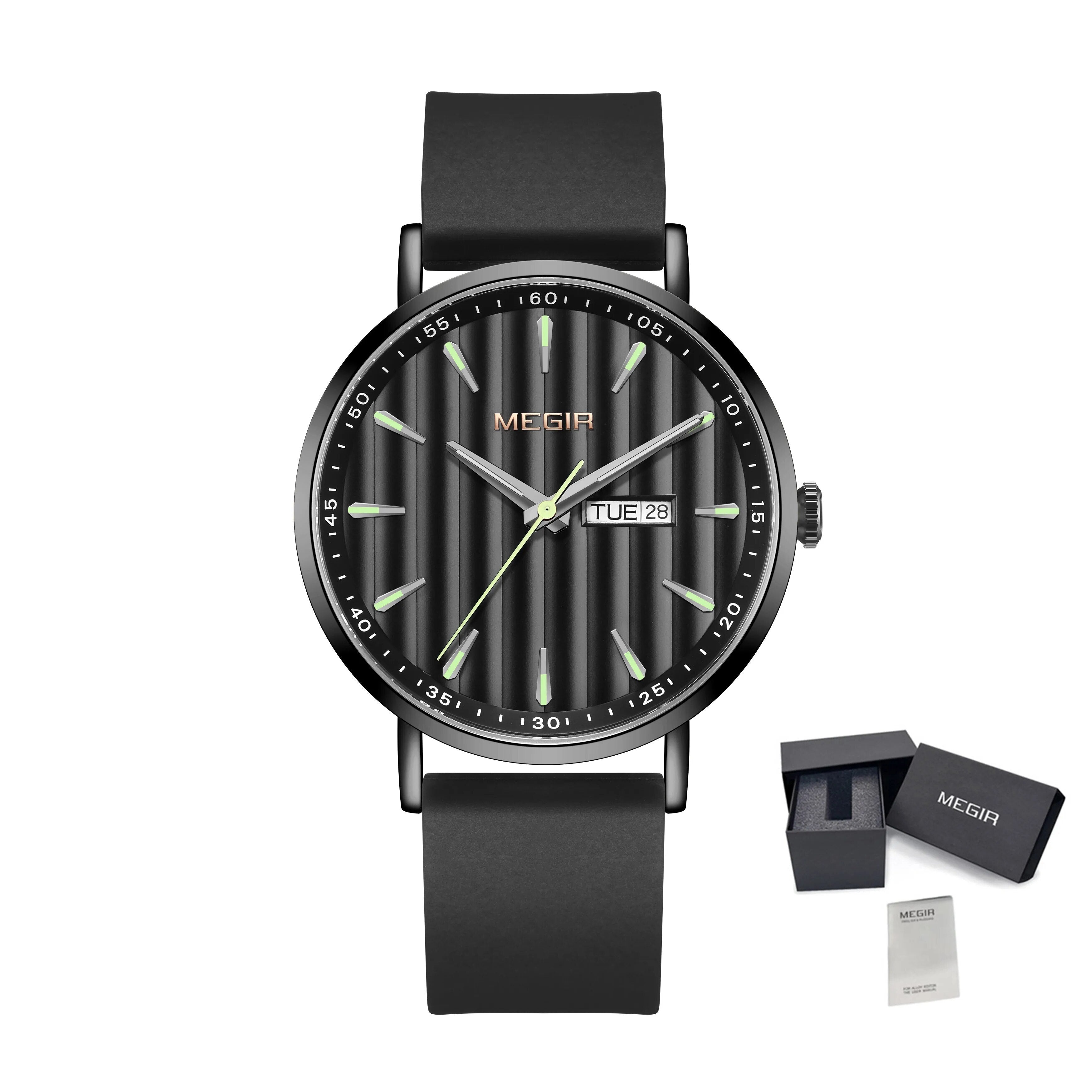 MEGIR Luxury Big Dial Mens Watch Fashion Quartz Casual Sport Wristwatch for Men Waterproof Week Date Display Clock Reloj Hombre 1081