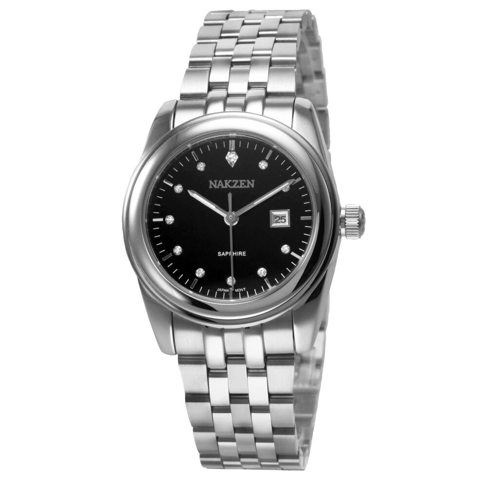NAKZEN Womens Gold Luxury Quartz Diamond Watch Calendar Display Women Full Steel Wrist Watch Female Clock relogio masculino 6012