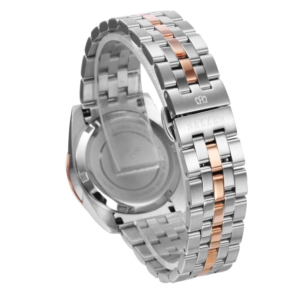 NAKZEN Womens Gold Luxury Quartz Diamond Watch Calendar Display Women Full Steel Wrist Watch Female Clock relogio masculino 6012