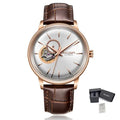 MEGIR Automatic Men's Watch Mechanical Movement Leather Strap Luxury Business Watches 5ATM Waterproof Big Dial Clock Wristwatch 62057