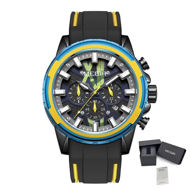 MEGIR New Sport Watch for Luxury Silicone Quartz Casual Wristwatch Waterproof Military Wrist Watch Man Clock Reloj Hombre 2133
