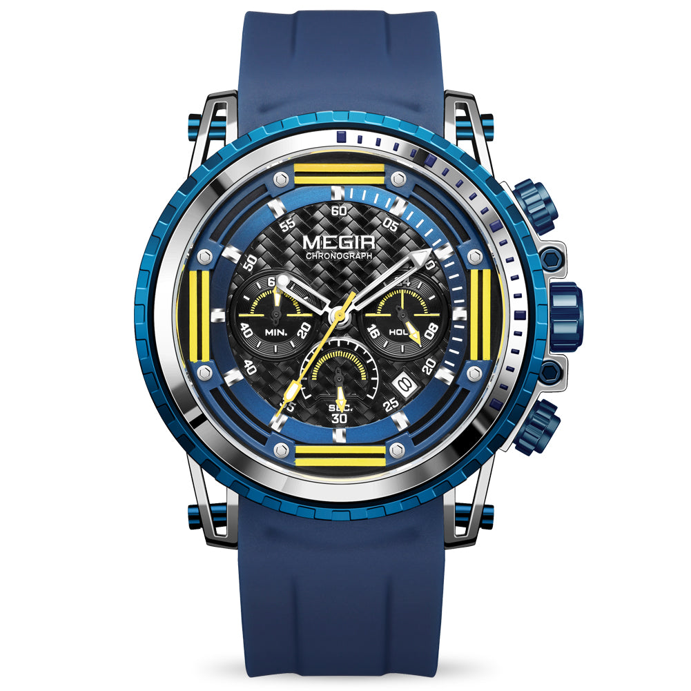 MEGIR Men's Sports Military Watches Fashion Luxury Quartz Wristwatch Silicone Strap Waterproof Chronograph Luminous Male Clock 2143