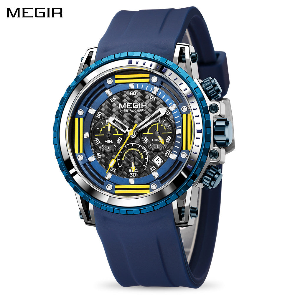 MEGIR Men's Sports Military Watches Fashion Luxury Quartz Wristwatch Silicone Strap Waterproof Chronograph Luminous Male Clock 2143