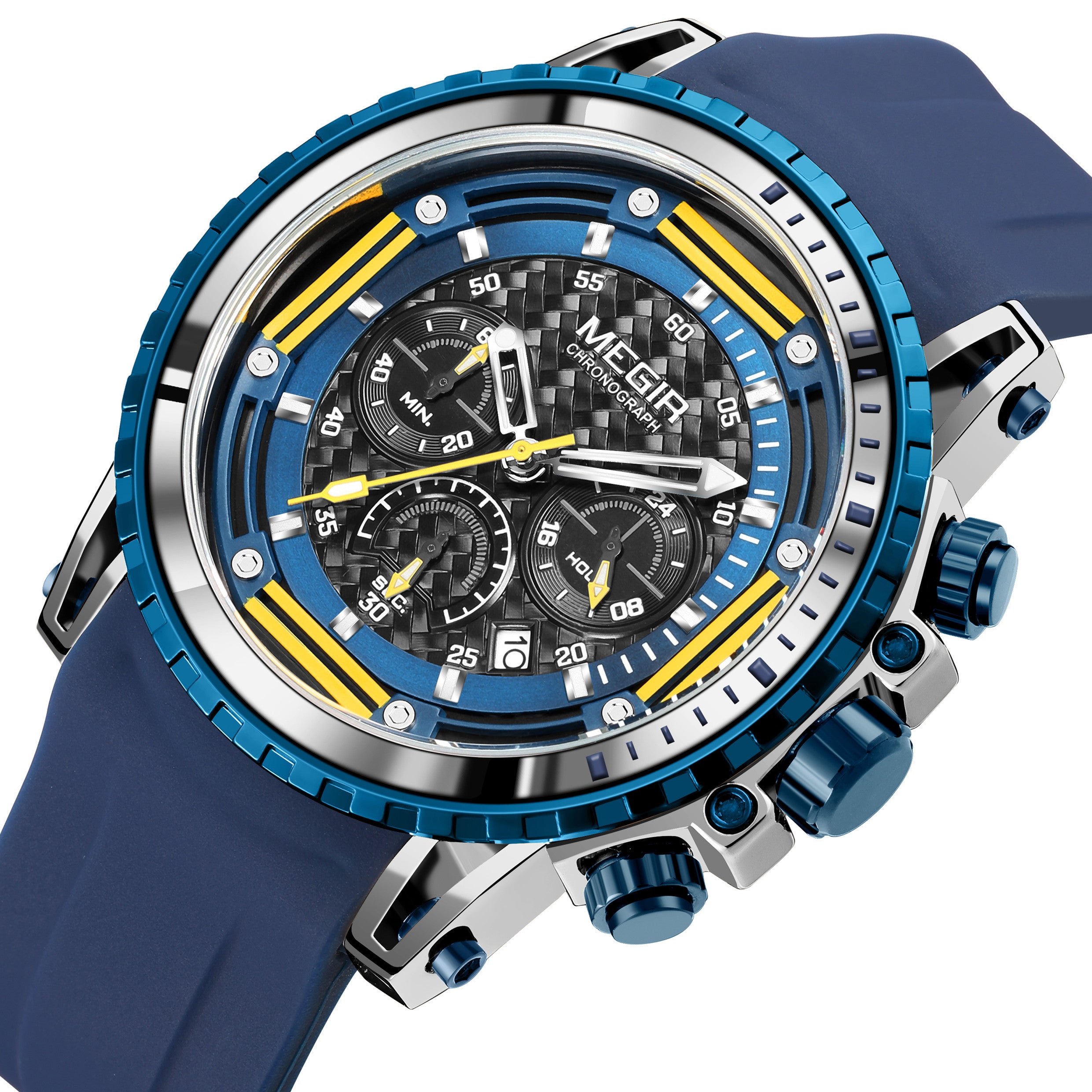 MEGIR Men's Sports Military Watches Fashion Luxury Quartz Wristwatch Silicone Strap Waterproof Chronograph Luminous Male Clock 2143