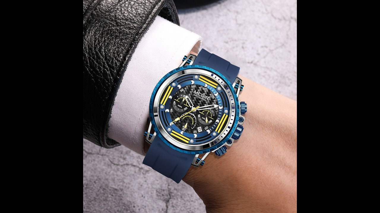 MEGIR Men's Sports Military Watches Fashion Luxury Quartz Wristwatch Silicone Strap Waterproof Chronograph Luminous Male Clock 2143