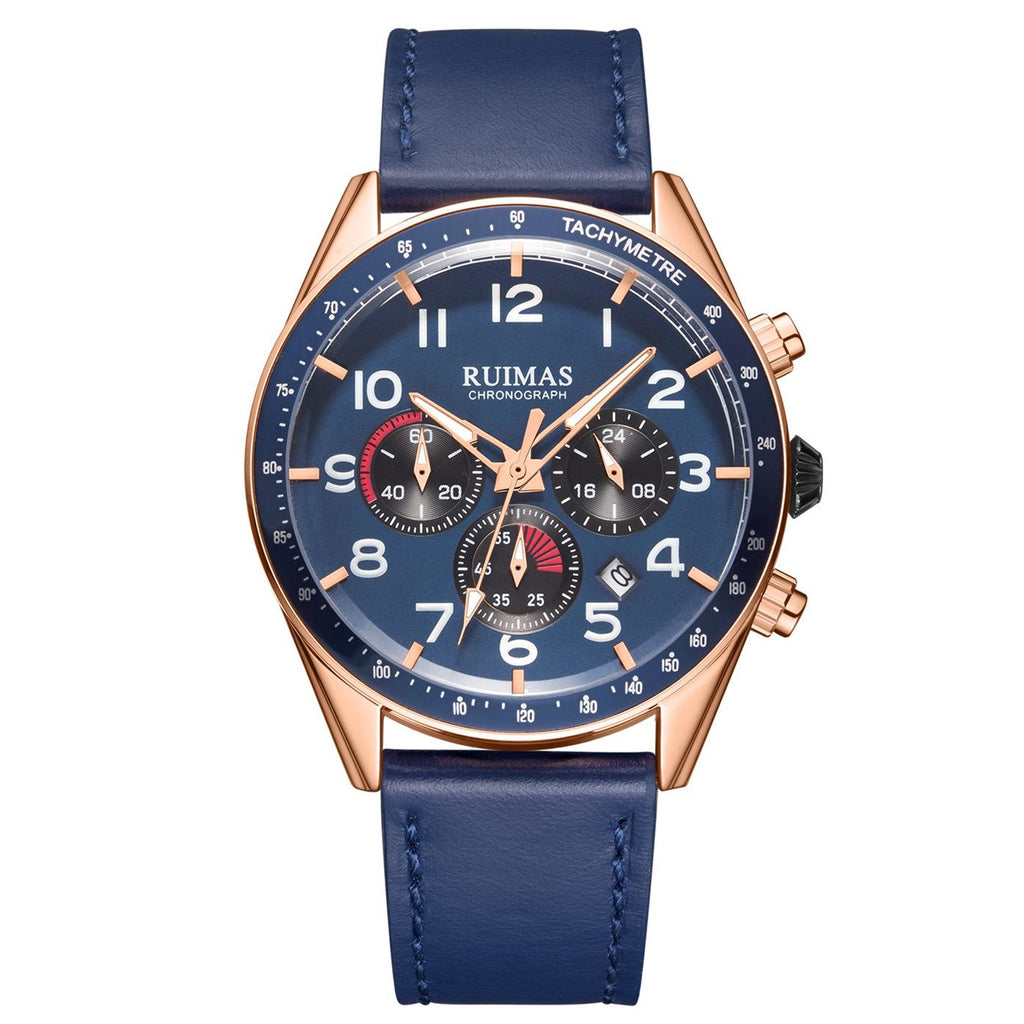 RUIMAS Luxury Brand Chronograph Watches for Men Fashion Leather Sports Military Wristwatch Luminous Clock Auto Date Reloj Hombre 574