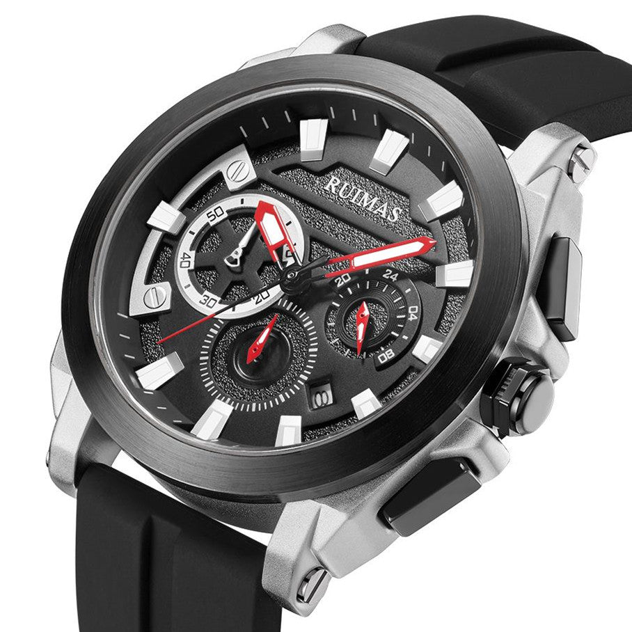 RUIMAS Relogio Masculino Luxury Silicone Band Large Dial Mens Sports Watch Waterproof Luminous Date WristWatch Quartz Clock 580