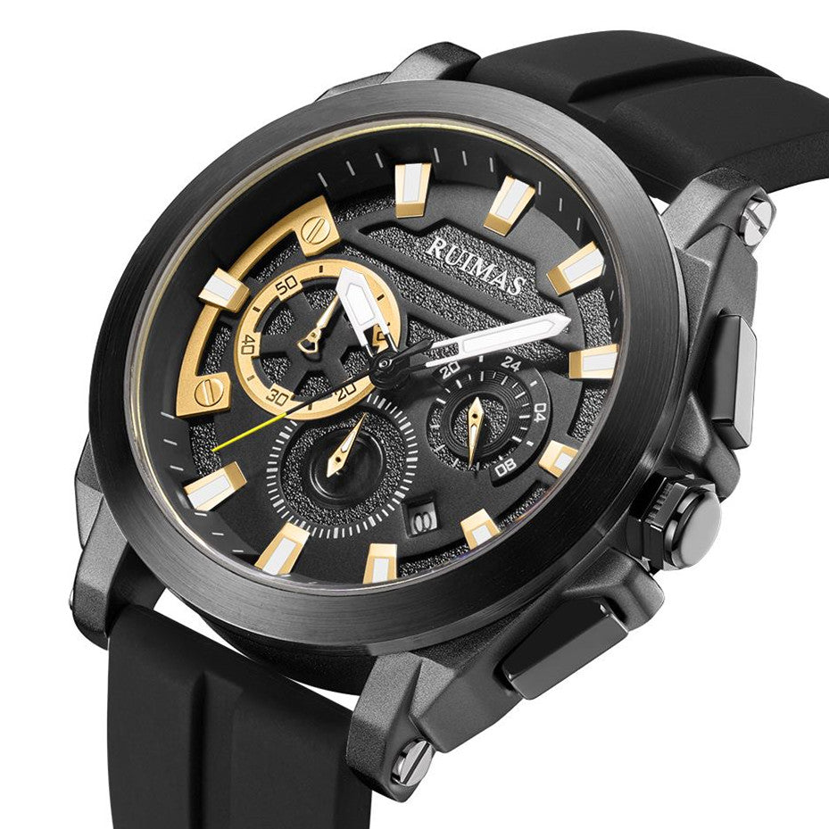 RUIMAS Relogio Masculino Luxury Silicone Band Large Dial Mens Sports Watch Waterproof Luminous Date WristWatch Quartz Clock 580