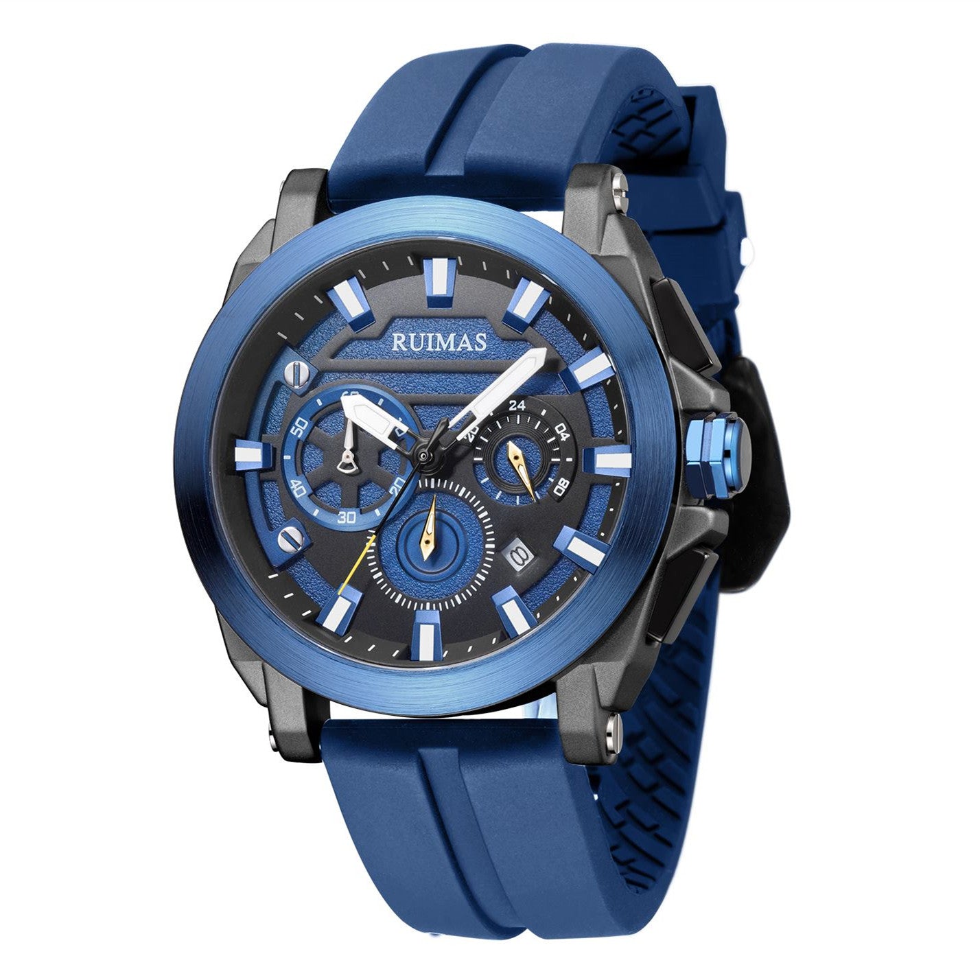 RUIMAS Relogio Masculino Luxury Silicone Band Large Dial Mens Sports Watch Waterproof Luminous Date WristWatch Quartz Clock 580