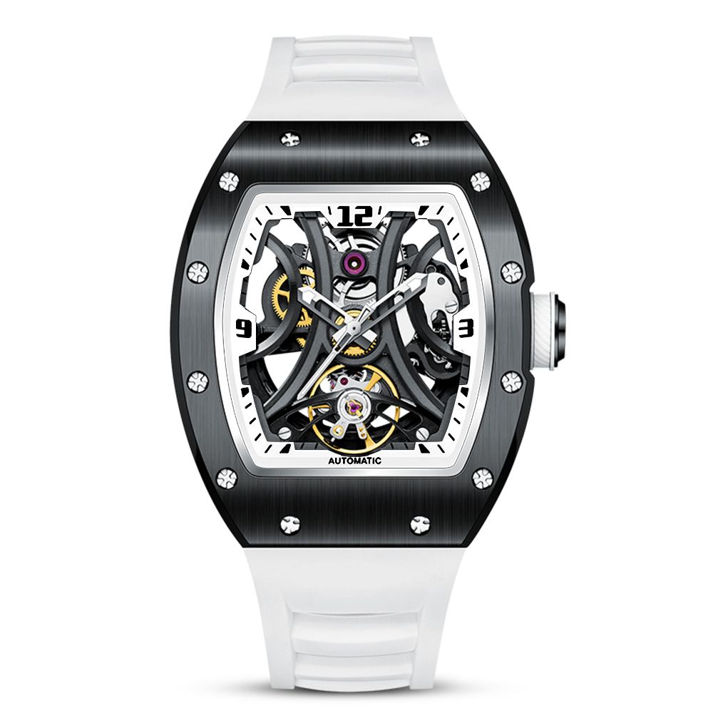MEGIR Skeleton Big Dial Men Mechanical Watch Fashion Luminous Automatic Movement Wristwatch Stainless Steel Case Clock 9190-11