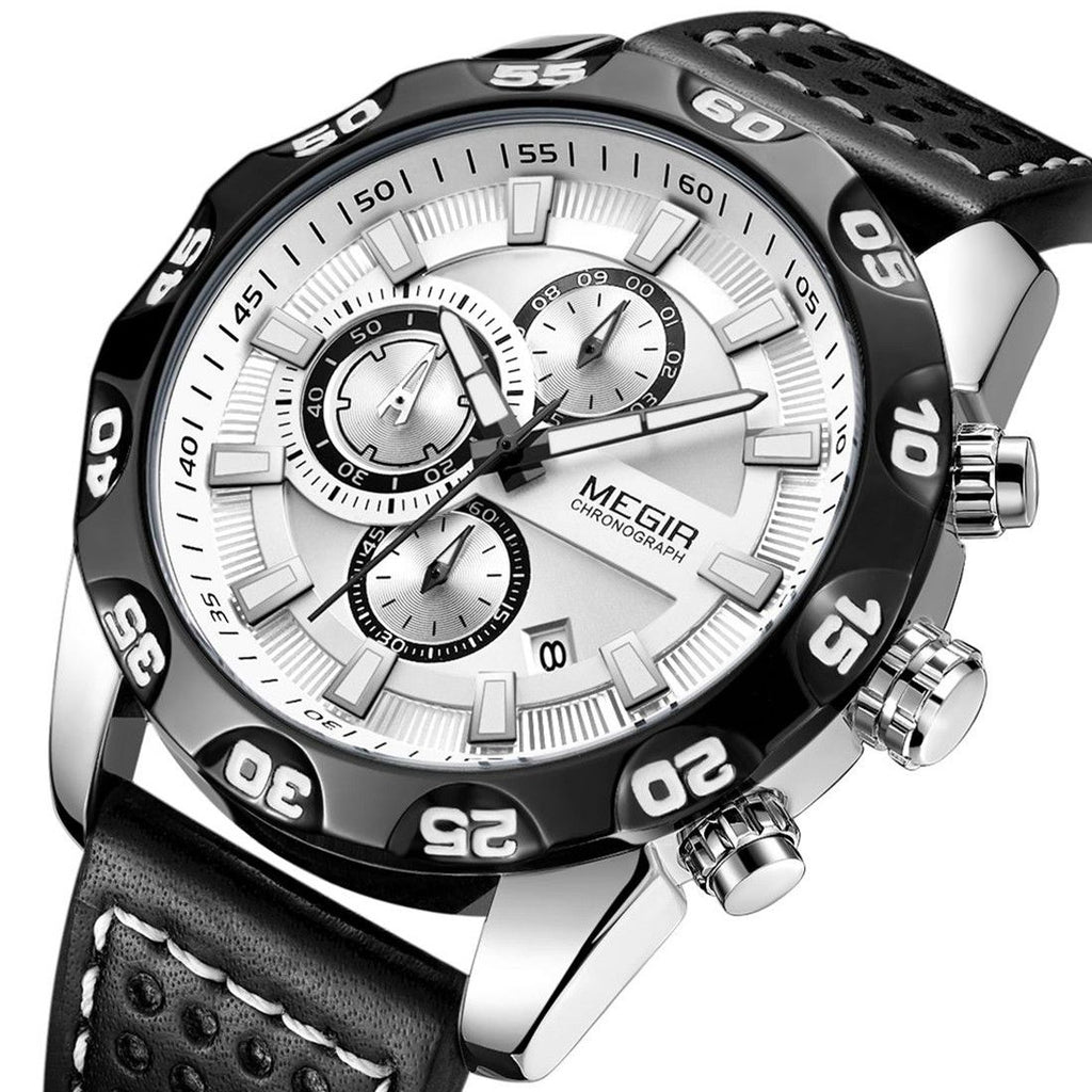 MEGIR Fashion Men's Watch Multifunctional Casual Sport Wristwatch Waterproof Luminous Male Quartz Chronograph Reloj Hombre 2096