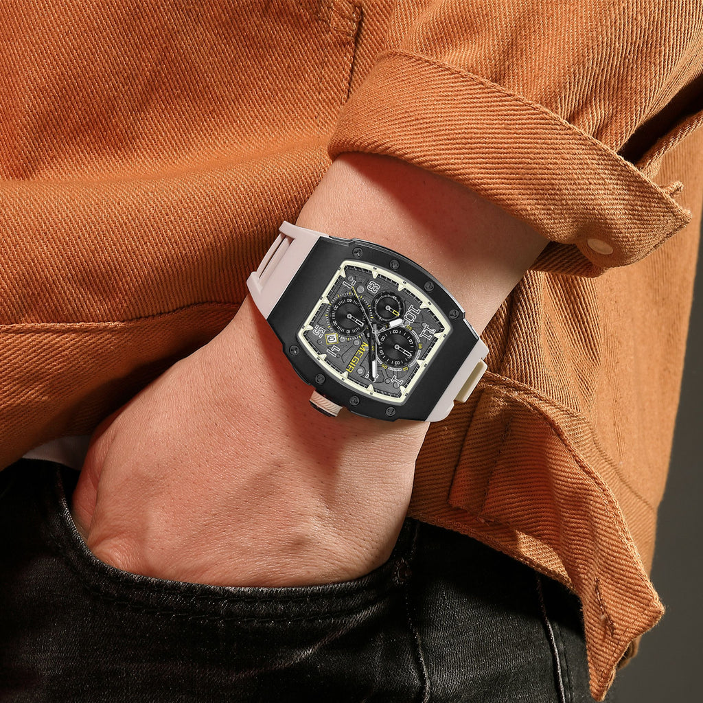 MEGIR Blue Luxury Sport Watch for Men Steel Case Waterproof Luminous Military Quartz Chronograph Auto Date Reloj Hombre 8411