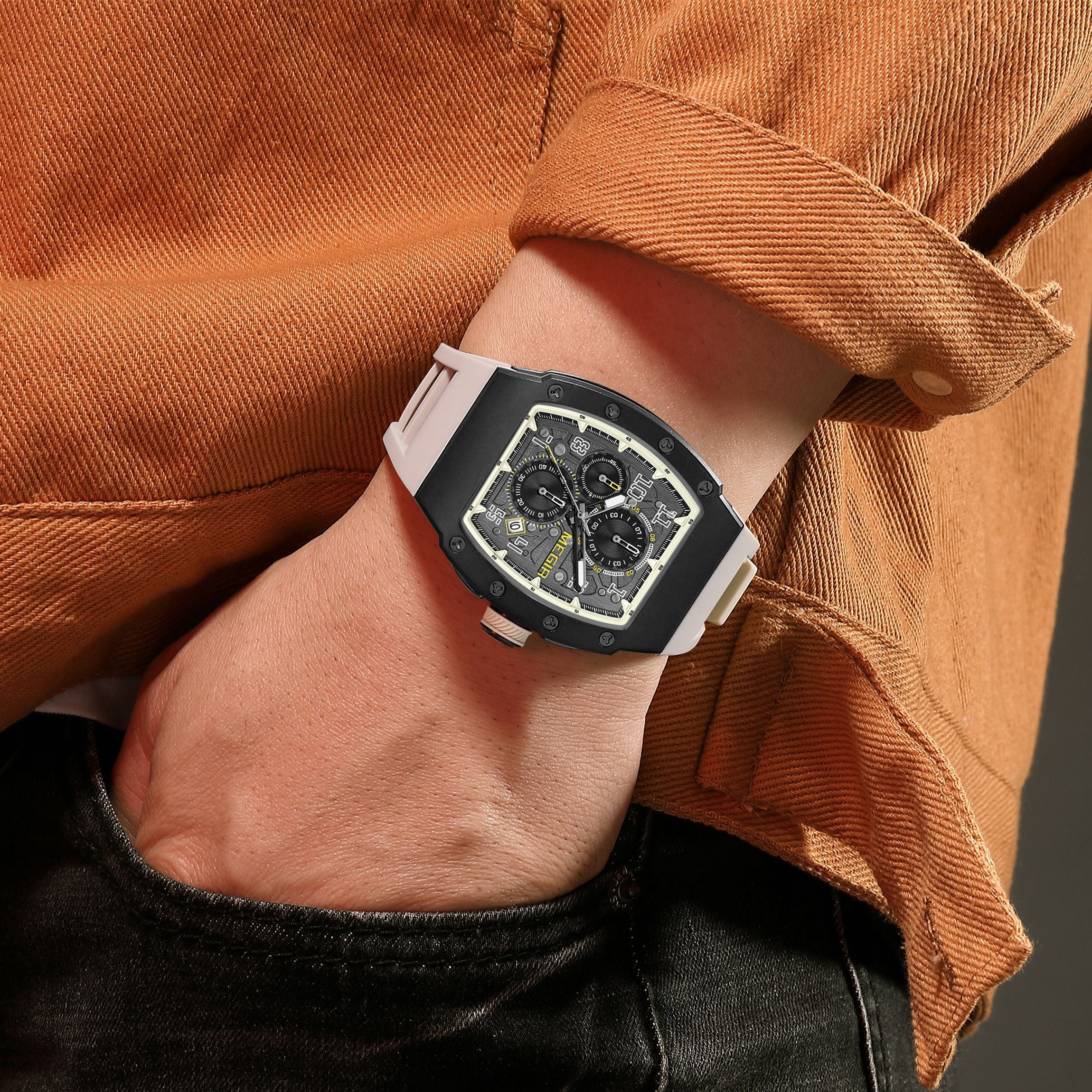 MEGIR Blue Luxury Sport Watch for Men Steel Case Waterproof Luminous Military Quartz Chronograph Auto Date Reloj Hombre 8411