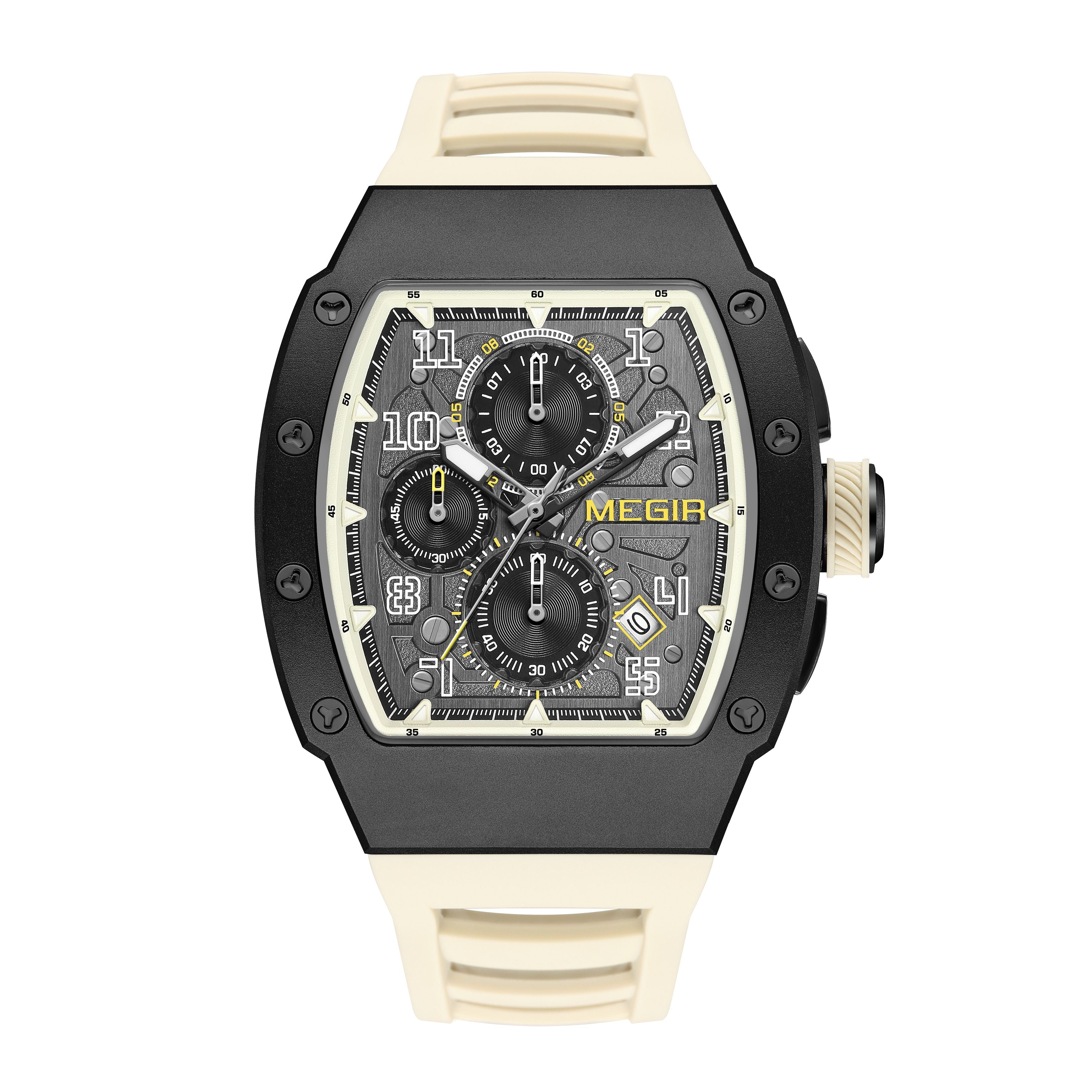 MEGIR Blue Luxury Sport Watch for Men Steel Case Waterproof Luminous Military Quartz Chronograph Auto Date Reloj Hombre 8411