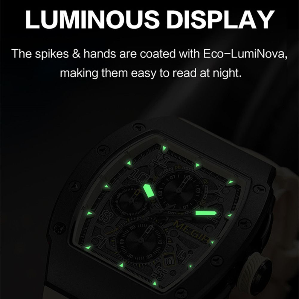 MEGIR Blue Luxury Sport Watch for Men Steel Case Waterproof Luminous Military Quartz Chronograph Auto Date Reloj Hombre 8411