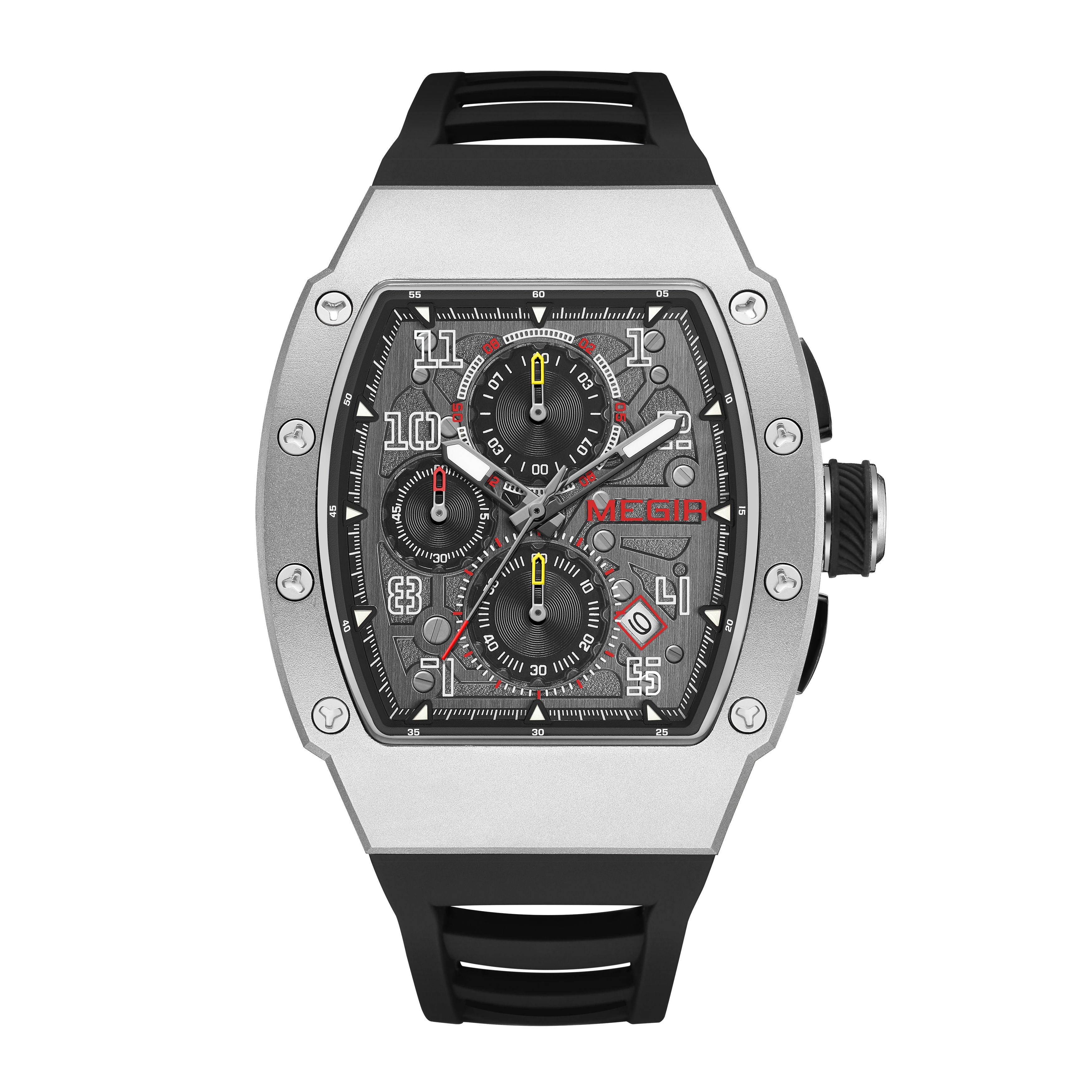 MEGIR Blue Luxury Sport Watch for Men Steel Case Waterproof Luminous Military Quartz Chronograph Auto Date Reloj Hombre 8411