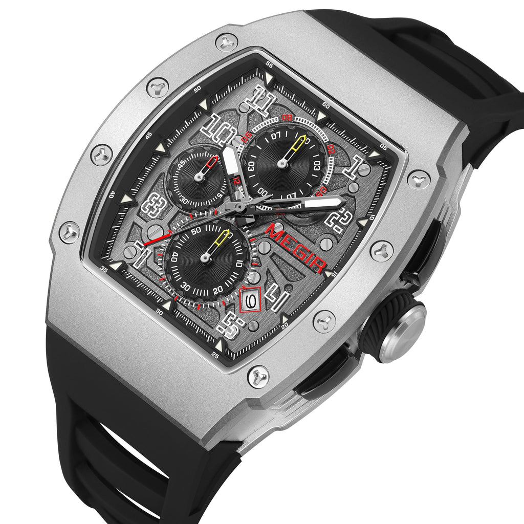 MEGIR Blue Luxury Sport Watch for Men Steel Case Waterproof Luminous Military Quartz Chronograph Auto Date Reloj Hombre 8411