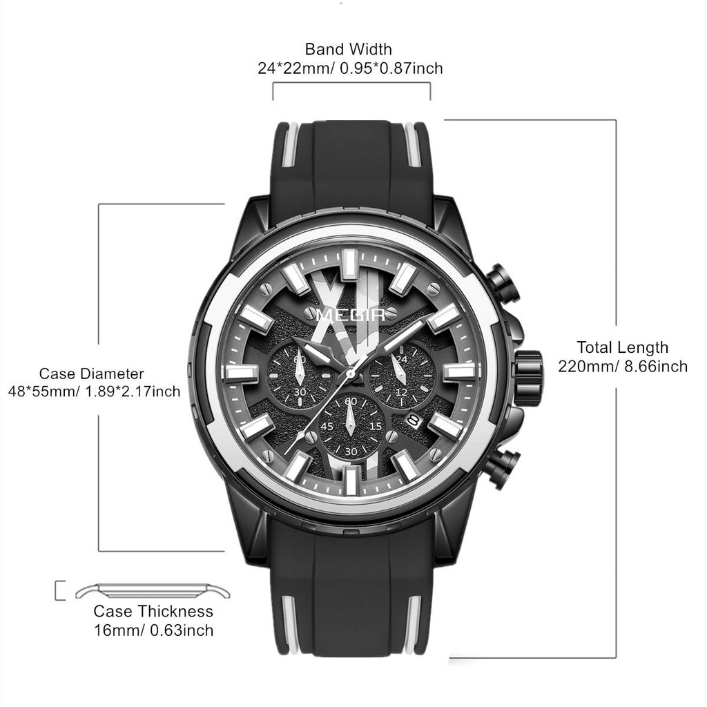 MEGIR New Sport Watch for Luxury Silicone Quartz Casual Wristwatch Waterproof Military Wrist Watch Man Clock Reloj Hombre 2133